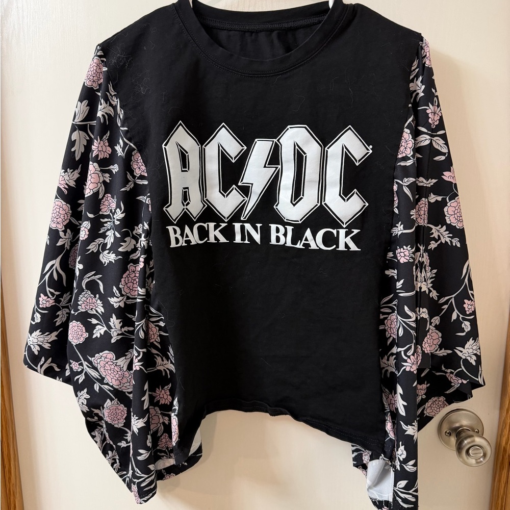 AC/DC Black Graphic Long Sleeve Top
